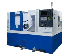Industrial CNC Lathe machine with advanced control panel used for high-speed Components Manufacturing and Fabrication.