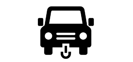 Simple black-and-white front-view vehicle icon representing the high-precision Automotive Components manufacturing sector