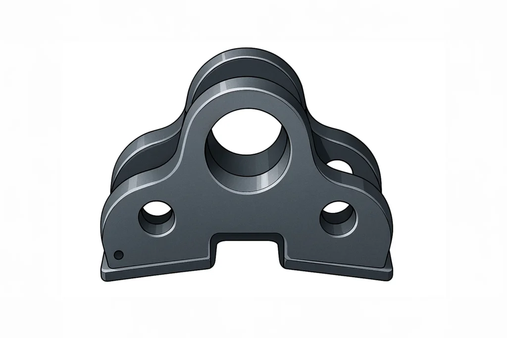 A specialized cast steel Brake Head component, featuring precision-machined pivot points for locomotive braking systems
