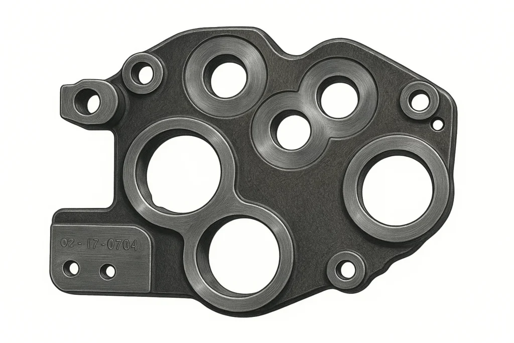 A precision-machined Intermediate Transmission Plate, showcasing high-standard Precision Engineering as a vital component among our durable Agricultural Components for heavy-duty tractor transmissions.