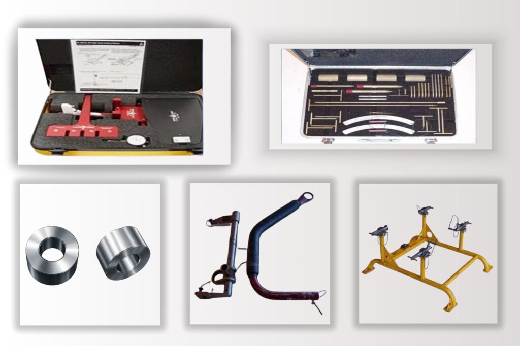 A collection of high-quality Aerospace Components​ featuring a metallic distance bush, various flight critical & non-flight critical components, and specialized aviation tool kits, all demonstrating high-standard precision engineering for aircraft maintenance and assembly.