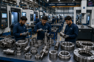 Precision Engineering with CNC machining producing high-accuracy industrial components.