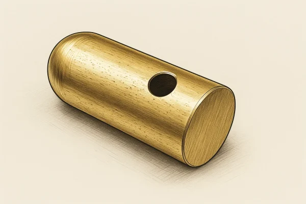Precision-engineered cylindrical Pin Cat made from metal with a machined side bore, used for industrial mechanical assembly applications.